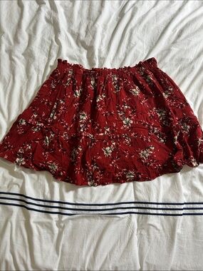 Red floral Sezane mini skirt